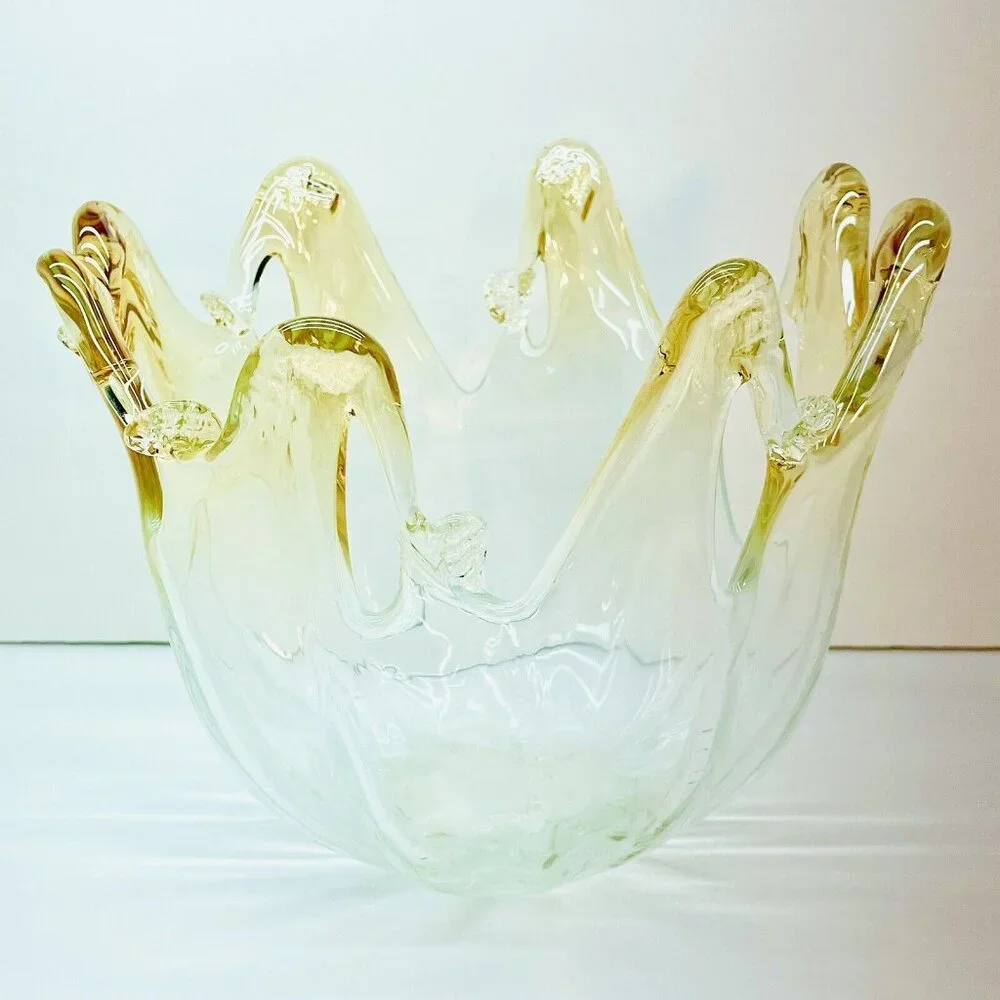 XL Amber Art Glass Console Centerpiece Handmade Submerged Sommerso Murano? Italy - Picture 2 of 9